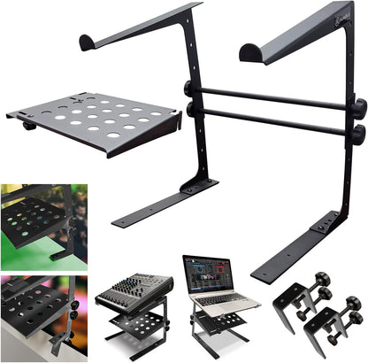 AXA AXCESSABLES DJ Laptop Stand with Travel Bag | Portable Foldable Aluminum Laptop Stand for Laptops up to 15 inches and 20lbs | No Assembly Required, Includes Carrying Bag