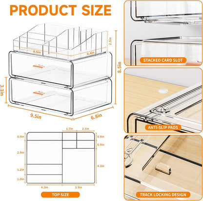 Yieach Clear Acrylic Makeup Organizers Countertop for Dresser,Desk,Bathroom Vanity,3 Tier Stackable Make up Holders and Makeup Cabinet,Tiered Cosmetic Storage and Make up Containers for Palette,Brush