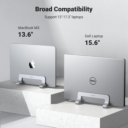 UGREEN Vertical Laptop Stand Holder for Desk Compatible with MacBook Pro, MacBook Air Stand Vertical Aluminum Adjustable for Up to 17.3 Inch Gaming Laptop, Gray