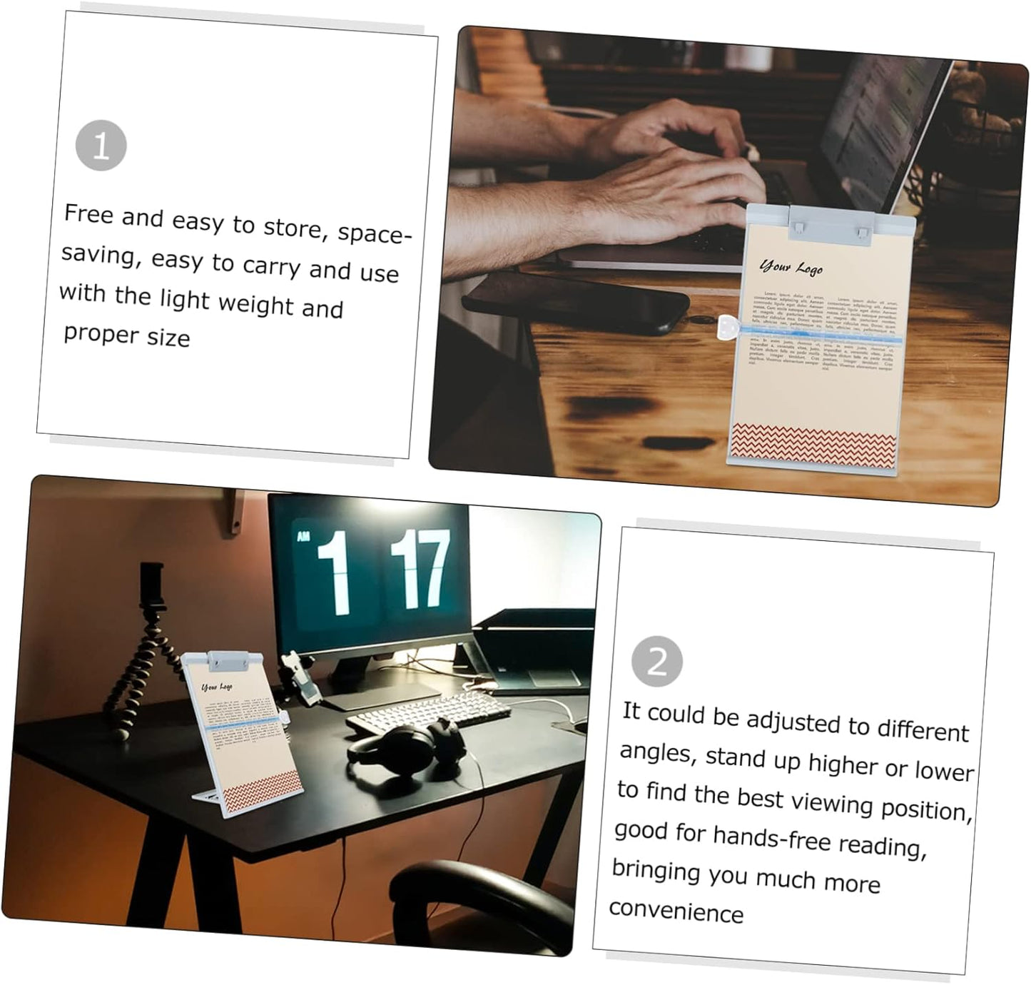 Adjustable Document Holder Stand Plastic Paper Holder for Desk Reading Copy Stand Expandable Base for Home and Office Use
