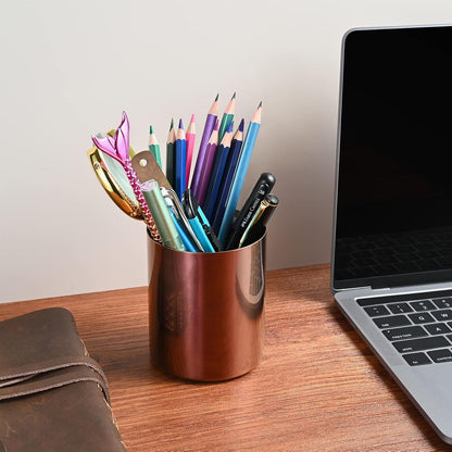 Gold Pencil Holder for Desk, 304 Stainless Steel Pencil Cup, Pen Holder Cup, Pen Pot, Makeup Brush Holder, Desktop Accessory Stationery Organizer