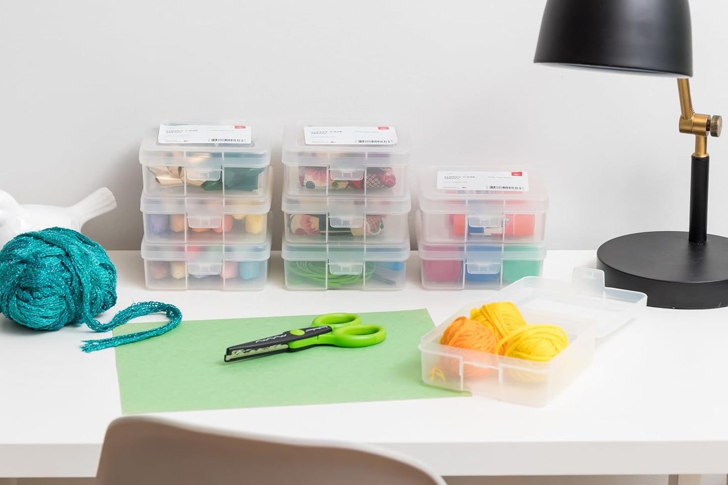 IRIS USA Pencil Case Boxes, 10-Pack, |Made in USA|, Plastic Bead Organizing Containers with Snap Lid for Arts, Crafts, Ephemera, Stickers, & Dance Cheer, Clear - Small