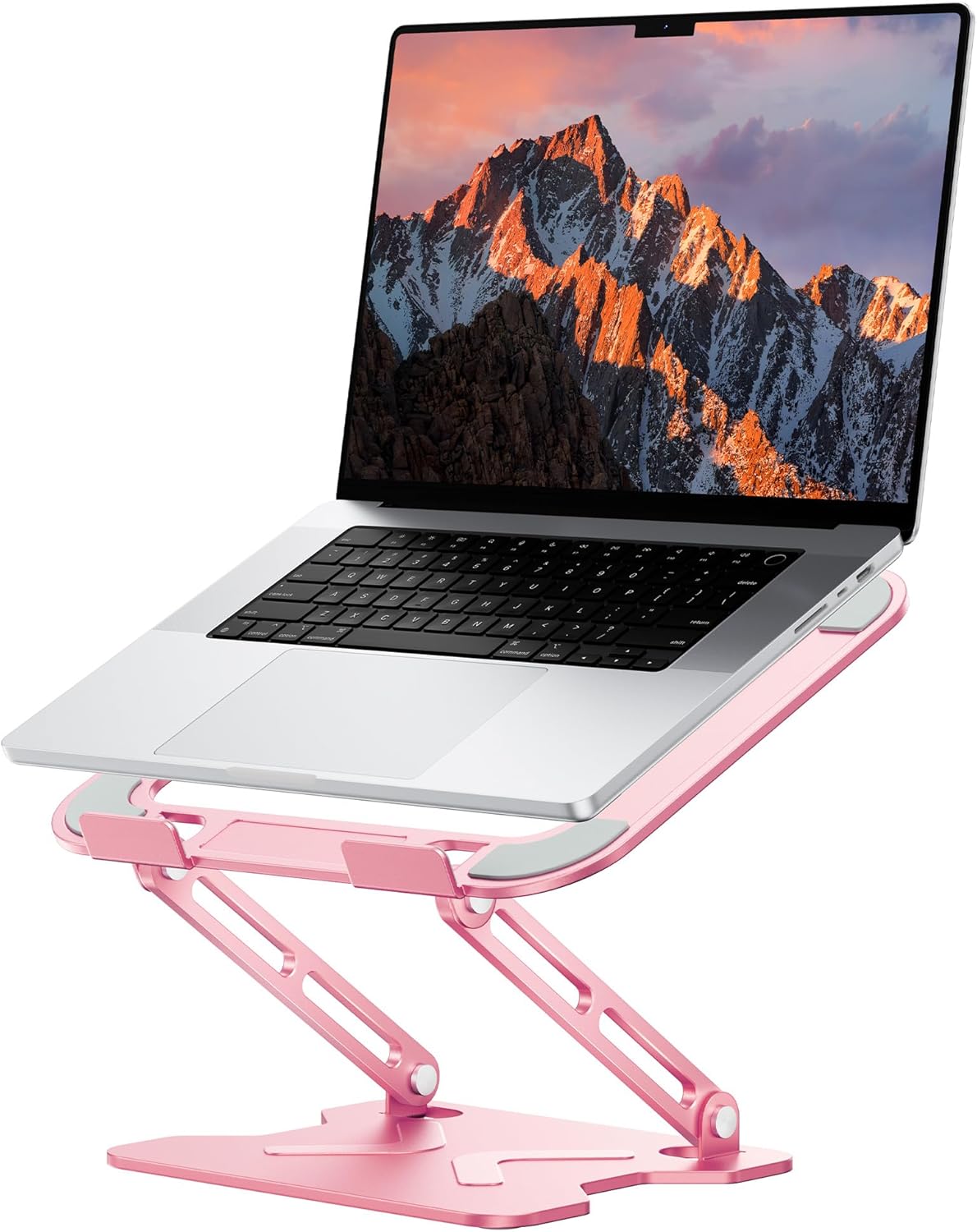 JCZT Adjustable Laptop Stand for Desk, Metal Foldable Laptop Riser, Portable Laptop Holder Mount, Ventilated Cooling Computer Notebook Stand for MacBook Air Pro, All 10-16'' Notebooks Laptops, Gold