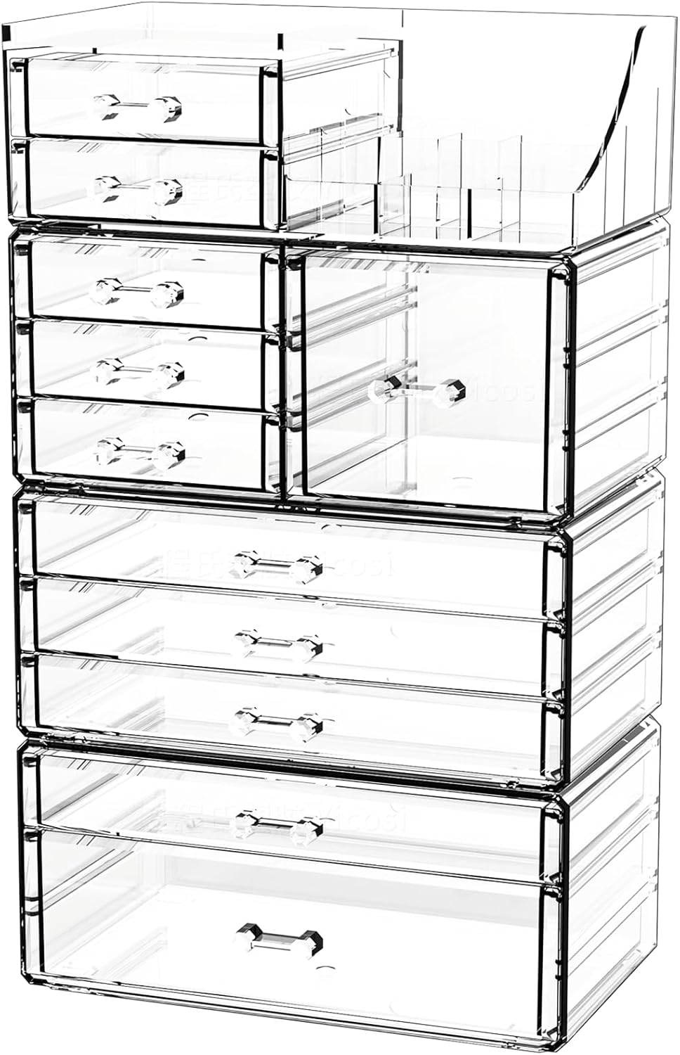 Acrylic Clear Makeup Organizer Countertop,Stackable Skincare Organizer for Vanity With 8 Drawers,Large Plastic Desk Accessories Organization,Bathroom Cosmetic Organizer Countertop for Beauty,Skin Care