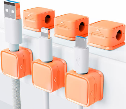 Cord Organizer Holder, 8 Pack Magnetic Desk Cable Clips Management, Hide Phone Charging Cable Keeper, Strong Adhesive Wire Charger Holder for Nightstand, Kitchen Appliances, Office Supplies