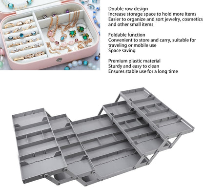 Pomya Multi Tier Drawer Organizer, Foldable Expandable Desk Storage Organizer Tray Bins with Compartments Storage Trays, Adjustable Double Row Organizer Trays for Make Up, Jewelry (2