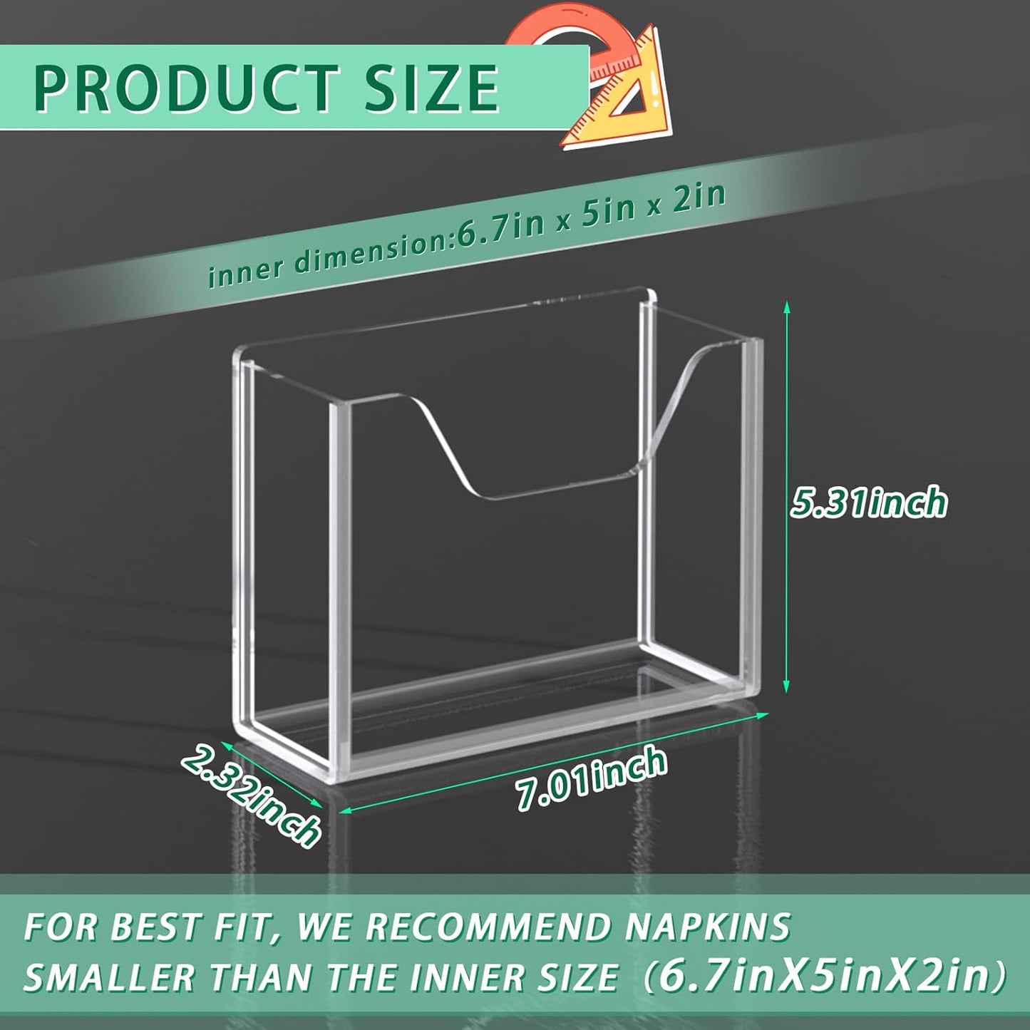 Transparent Acrylic Napkin Holder Clear Guest Paper Disposable Hand Towel Dispenser Tray Organizer For Table Home Kitchen Restaurant and Hotel Business