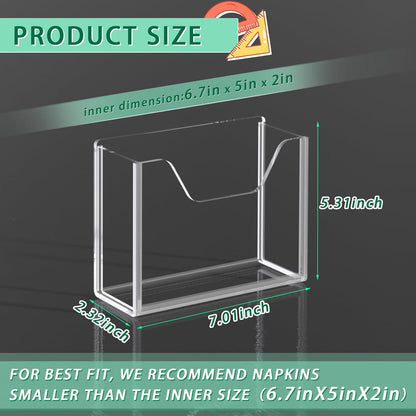 Transparent Acrylic Napkin Holder Clear Guest Paper Disposable Hand Towel Dispenser Tray Organizer For Table Home Kitchen Restaurant and Hotel Business