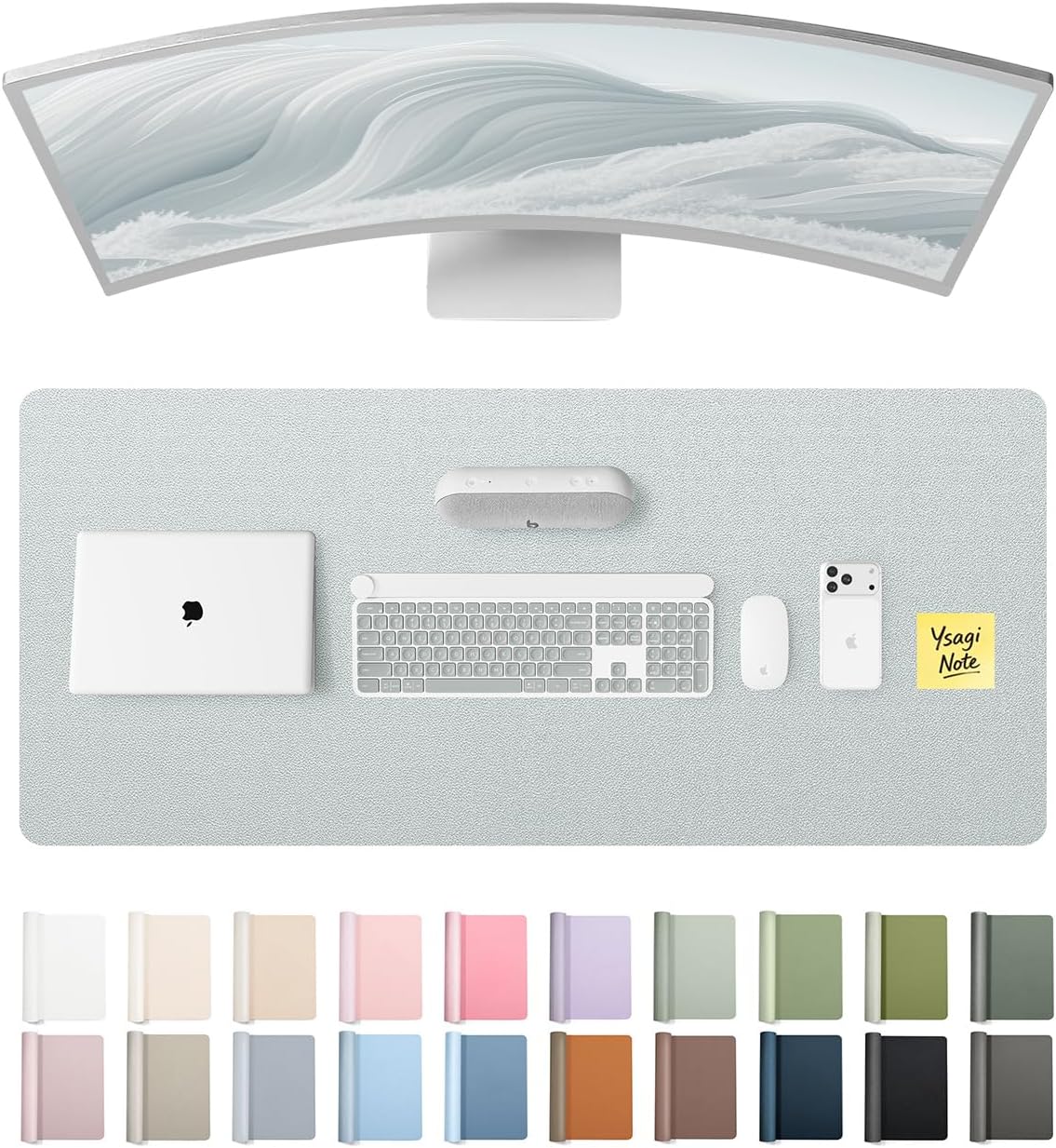 YSAGi Leather Desk Protector, Office Mat, Large Mouse Mat, Non-Slip PU Leather Blotter, Laptop Pad, Waterproof Writing Pad for Office and Home (Light Pink, 23.6" x 13.8") - Colors A