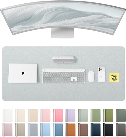 YSAGi Leather Desk Protector, Office Mat, Large Mouse Mat, Non-Slip PU Leather Blotter, Laptop Pad, Waterproof Writing Pad for Office and Home (Light Pink, 23.6" x 13.8") - Colors A