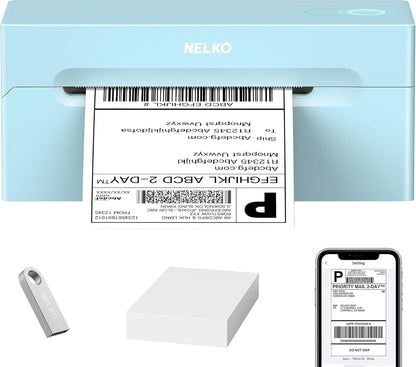 Nelko Bluetooth Thermal Shipping Label Printer, Wireless 4x6 Shipping Label Printer for Shipping Packages, Support Android, iPhone and Windows, Widely Used for Amazon, Shopify (Black)