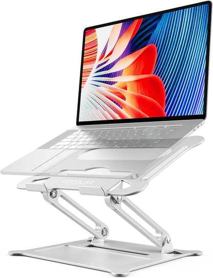 Urmust Laptop Notebook Stand Holder Adjustable Laptop Stand Portable Computer Riser Compatible with MacBook Air Pro HP Dell XPS Lenovo All Laptops 10-15.6"(Rose Gold)