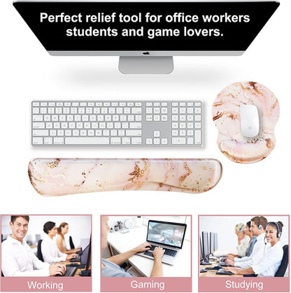 ArtSo Upgraded Wrist Rest Support for Mouse Pad & Keyboard, Ergonomic Gel Mousepad Non-Slip Rubber Base Home,Office Pain Relief, Easy Typing Cushion Neoprene, Soft Memory Foam, Purple Heart Butterfly