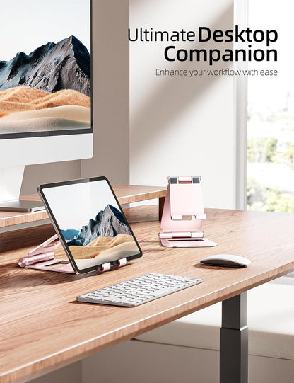 Nulaxy Aluminum Dual Foldable iPad Stand, Fully Adjustable Desktop Tablet Holder, Tablet Accessories for Office Kindle Compatible with Mobile Devices iPad Pro/Air/Mini, iPhone Pro/Max/Plus, Black