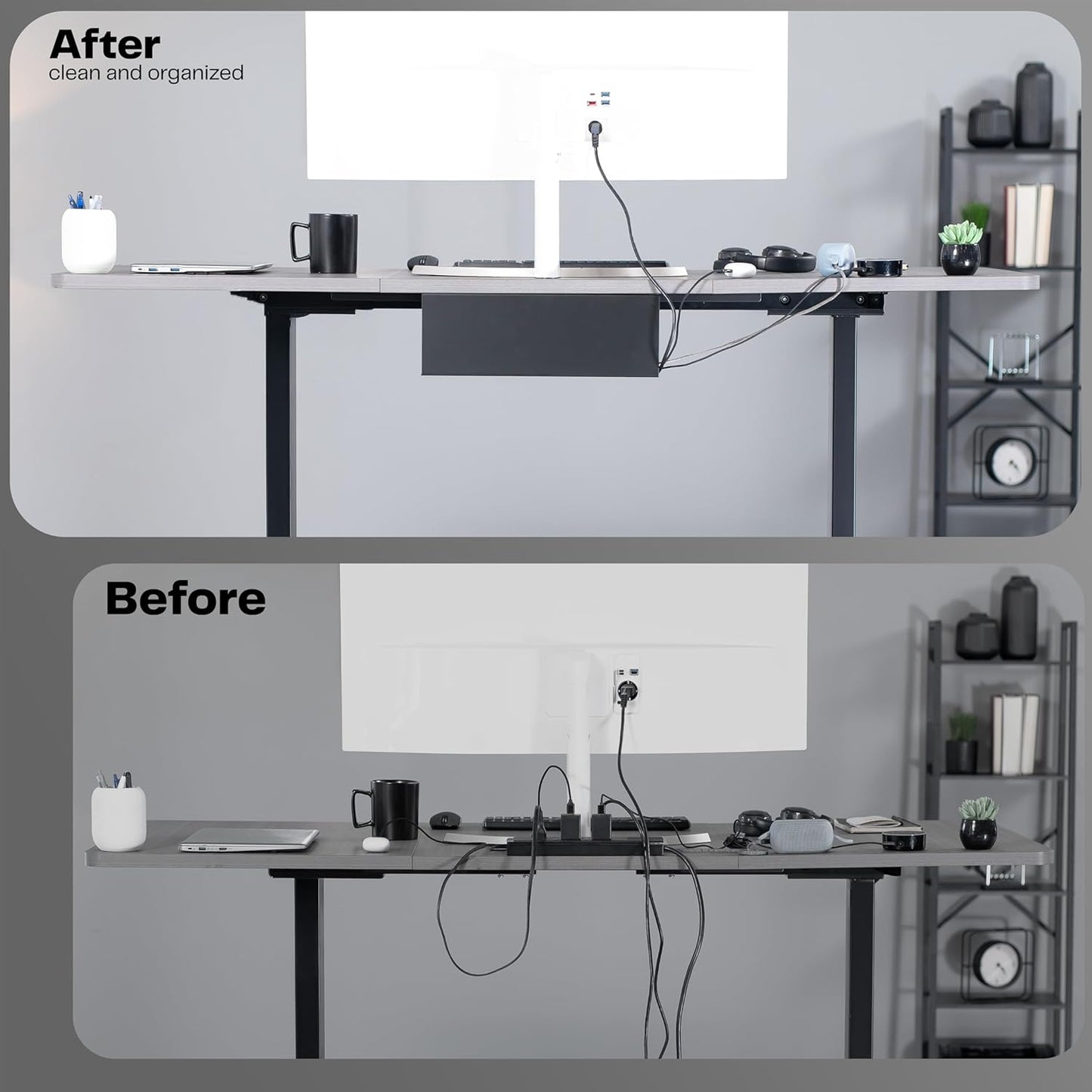 VIVO Under Desk 17 inch Cable Management Trays, Power Strip Holders, Cord Organizers, Wire Tamers for Office and Home, Black, 2 Pack, DESK-AC06-2C