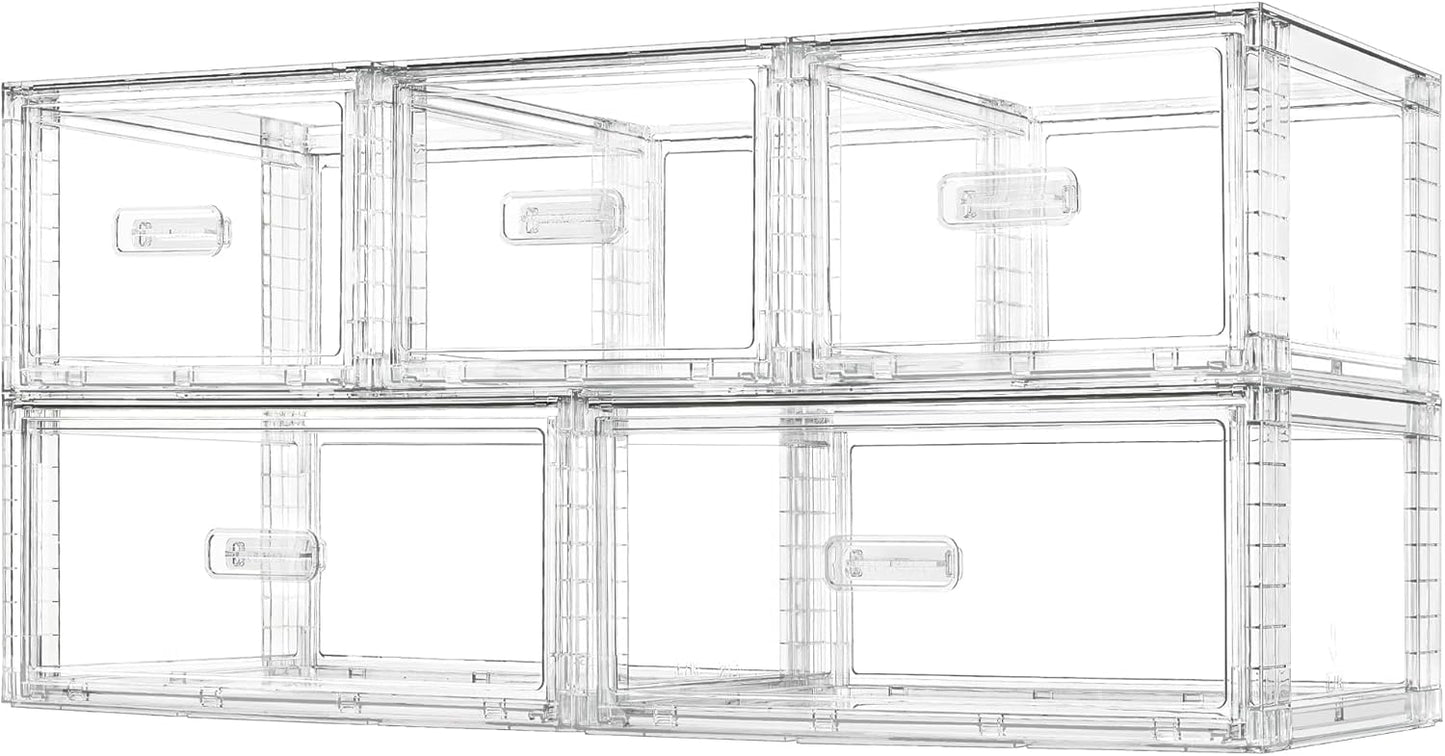 Vtopmart 2 Pack Large Clear Stackable Storage Drawers 27QT, Easily Assemble Plastic Closet Storage Bins, Dust-Proof UnderBed Organizer for Clothing, Sweater Organization