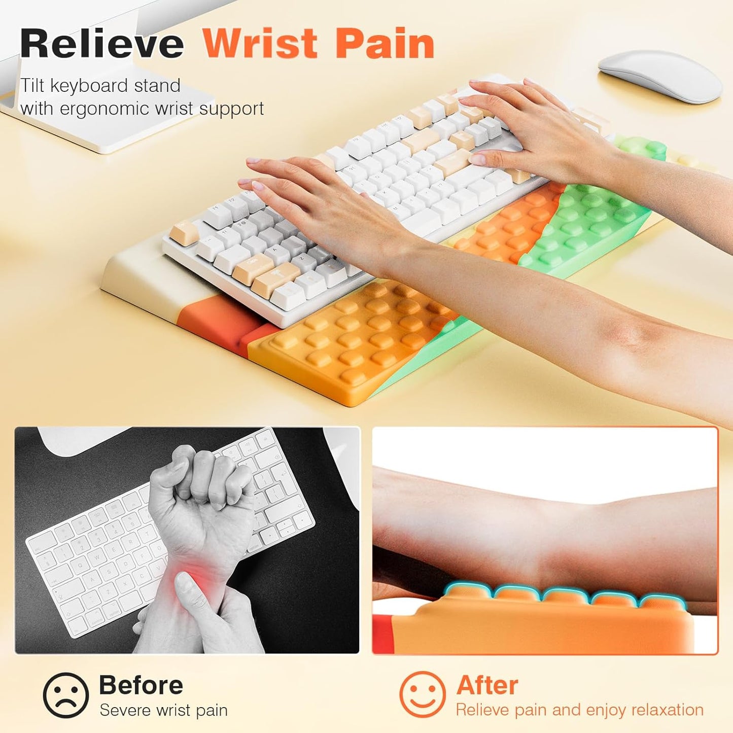Ospelelf Keyboard Wrist Rest, Comfortable Ergonomic Keyboard Stand Riser Holder for Office Home