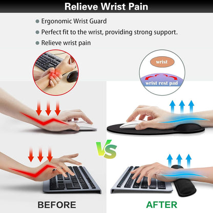 Mouse Pad with Wrist Rest Set, Qomolama 3-in-1 Wrist Support Mouse Pad Set, Floral Gaming Mousepad with Anti-Skid Base,Ergonomic Mouse Pad,Memory Foam Keyboard Gel Wrists Rest