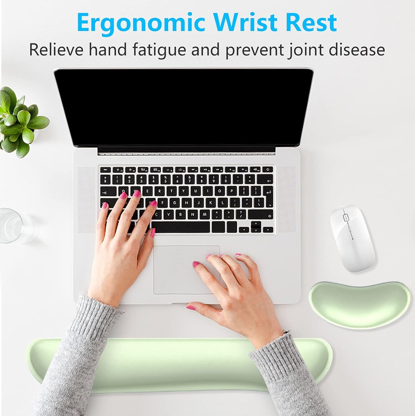 Dapesuom Enlarge Keyboard Wrist Rest, Cute Memory Foam Keyboard Wrist Cushion for Computer Desk Mats Support, Typing Pain Relief Ergonomic Mouse Pad Rests with Non-Slip Base for Gaming, Laptop, Purple