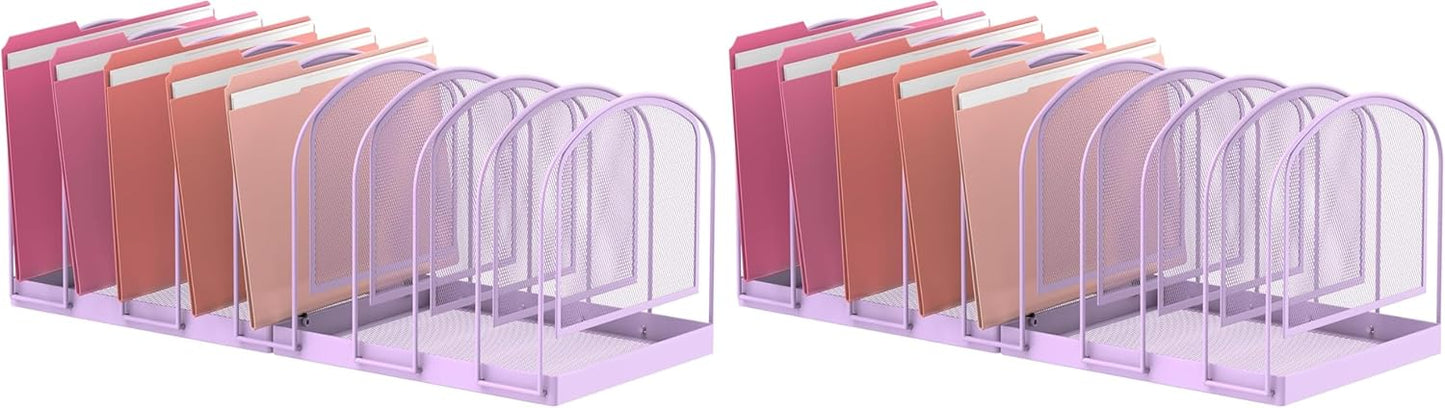 SUPEASY File Organizer for Desk, 5-Section Mesh Desk Organizer, Vertical File Holder Desktop Organizer File Sorter, File Folder Holder for Office Supplies, Black