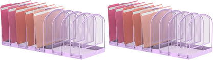 SUPEASY File Organizer for Desk, 5-Section Mesh Desk Organizer, Vertical File Holder Desktop Organizer File Sorter, File Folder Holder for Office Supplies, Black