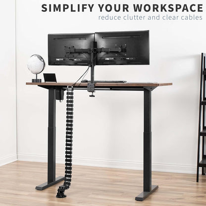 VIVO Under Desk Vertebrae Cable Management Kit, Adjustable Quad Entry Flexible Cord Organizer for Home Office, Black, DESK-AC01C