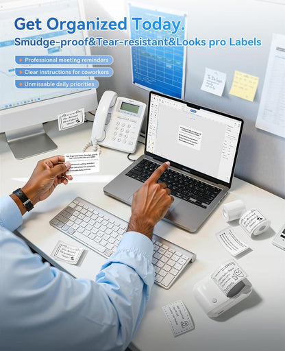 NIIMBOT B1 Label Maker Machine, Thermal Label Printer Easy to Use for Office, Home, Business, Came with 1 Roll White Label(Blue)