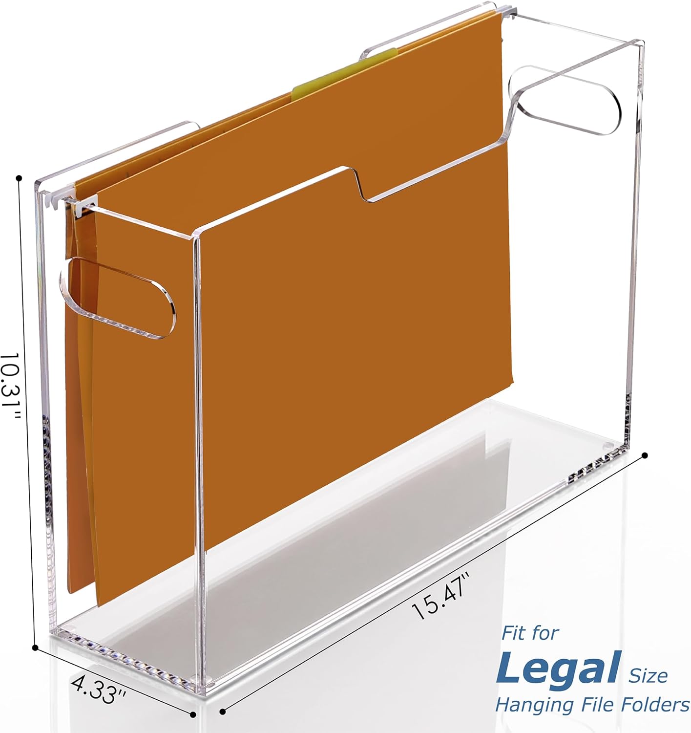 Acrylic File Folder Organizer, Clear Hanging File Organizer Box for Letter Size, Desktop File Holder with Handles, Slim Filing Storage Box for Desk Office Home Work -1 Pack