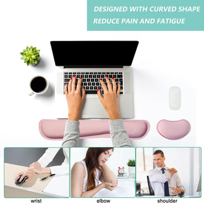 Keyboard Wrist Rest Mouse Wrist Support Set, Memory Foam Wrist Rest Pad for Computer Laptop Keyboard Mouse, Ergonomic Wrist Cushion Support for Typing Pain Relief, Gaming Home Office, Purple