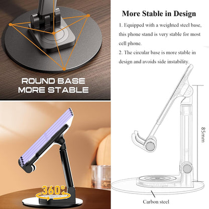 Meetuo Rotatable Cell Phone Stand for Desk, Height Angle Adjustable Phone Holder Portable Phone Stand Compatible for Most Smartphones iPhone 14, Pro, Pro Max, 13 12 X XS