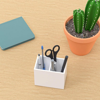 NIUBEE Acrylic Pen Holder 4 Compartments, Clear Pencil Organizer Cup for Countertop Desk Accessory Storage