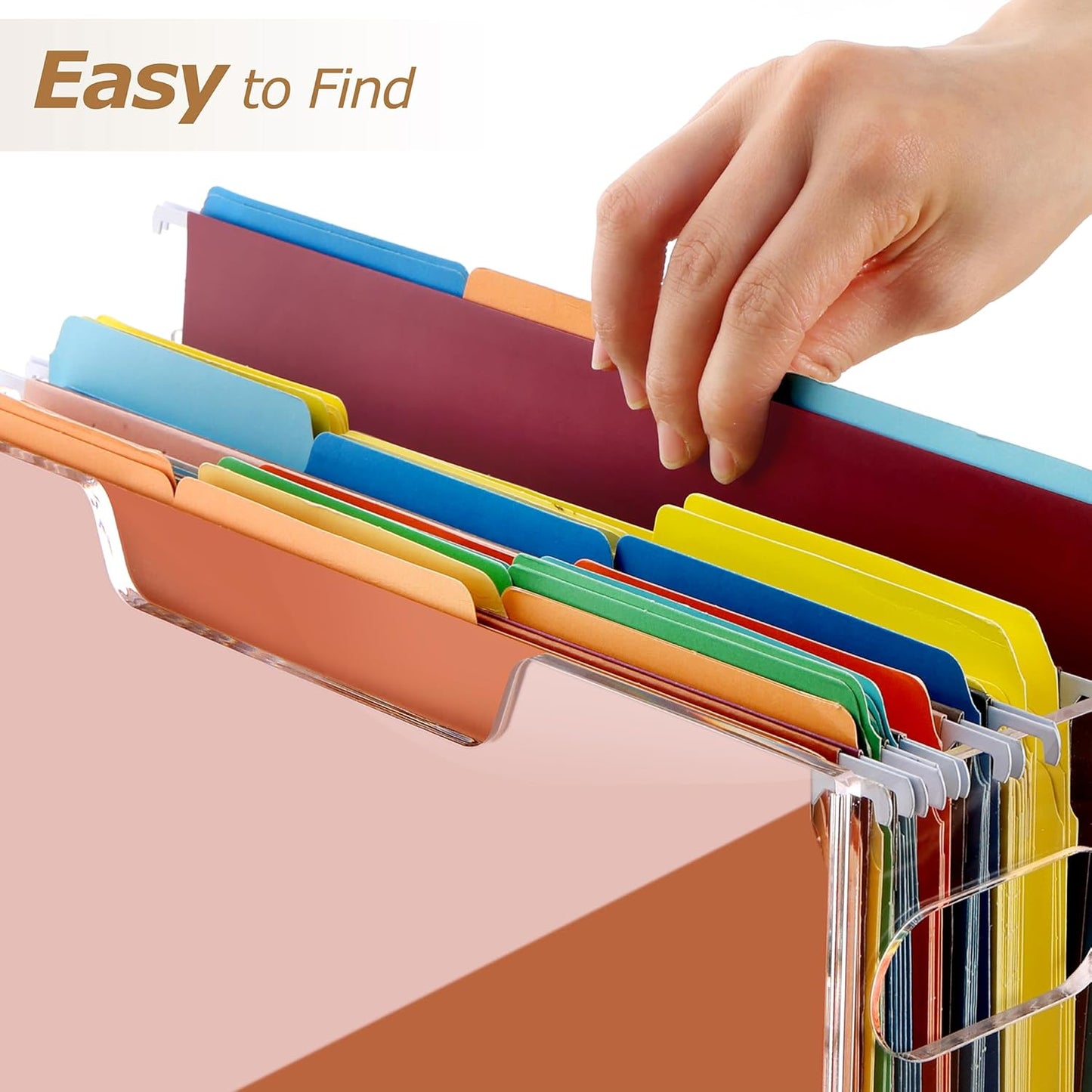 Acrylic File Folder Organizer, Clear Hanging File Organizer Box for Letter Size, Desktop File Holder with Handles, Slim Filing Storage Box for Desk Office Home Work -1 Pack