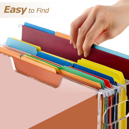 Acrylic File Folder Organizer, Clear Hanging File Organizer Box for Letter Size, Desktop File Holder with Handles, Slim Filing Storage Box for Desk Office Home Work -1 Pack
