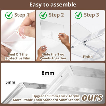 Acrylic Desktop Book Stand, Clear Angled Book Holder Display for Cookbooks, Magazines & Art Books, 12×7×5 in Slim Transparent Reading Stand for Desk & Coffee Table