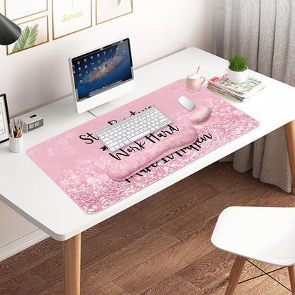 Large Mouse Pad and Keyboard Wrist Rest, Desk Pad for Keyboard and Mouse, 4-in-1 Large Gaming Mouse Pad with Wrist Support, Desk Mat for Home Office Study Game-Galaxy Fluid