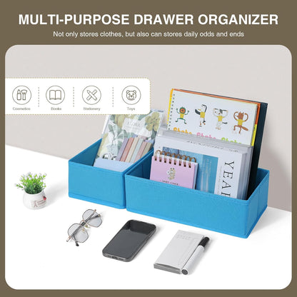 DIMJ Drawer Organizers Clothes, Dresser Organizer Bins for Baby Clothes,Underwear and Sock, Fabric Closet Organization and Storage Boxs, Drawer Dividers for Nursery, Clothing, Tie - 4 Pack, Beige
