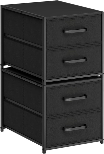 Homsorout Stackable Storage Drawers - 2 Tier Closet Organizer with Metal Handles and Metal Frame, Fabric Dresser with Collapsible Bins for Bedroom, Dorm, Office, White, 2 Pack