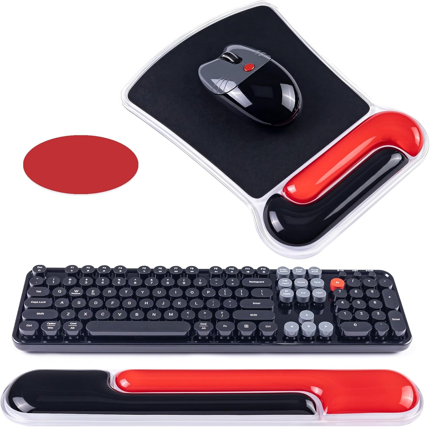 Ospelelf Mouse Pad with Wrist Rest and Ergonomic Gel Keyboard Hand Wrist, Support for Typing Gaming, Relieve Wrist Pain, Cool & Easy to Clean, for Office, Programmer, Home Computer Use, Pink