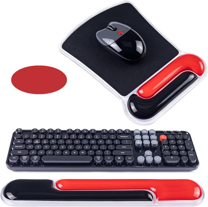 Ospelelf Mouse Pad with Wrist Rest and Ergonomic Gel Keyboard Hand Wrist, Support for Typing Gaming, Relieve Wrist Pain, Cool & Easy to Clean, for Office, Programmer, Home Computer Use, Pink