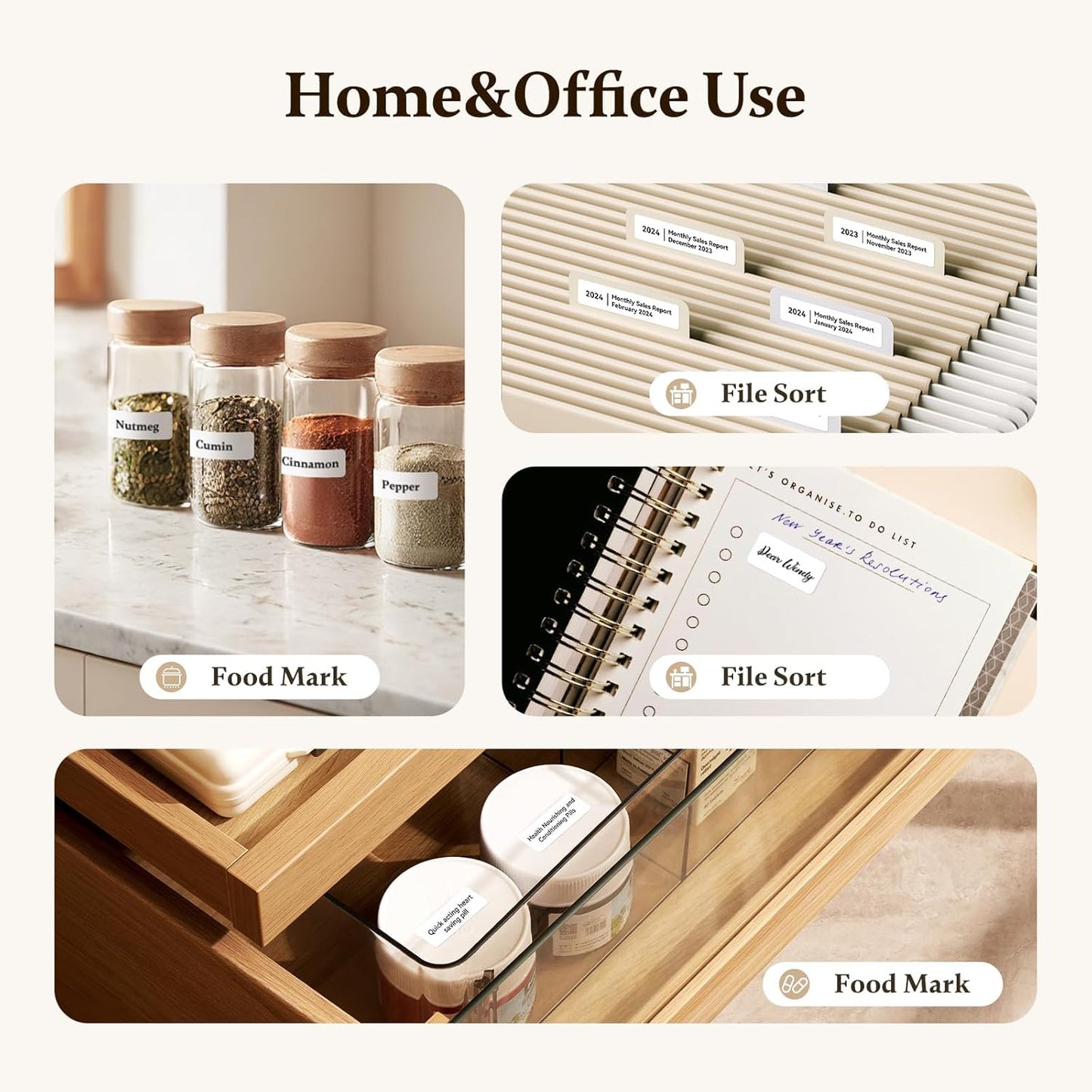 NIIMBOT 300 DPI D11 Label Maker Machine with 1 Tape, Mini Portable Label Printer, Bluetooth Thermal Label Printer Sticker Labeler for Office Home Kitchen School Organization, White