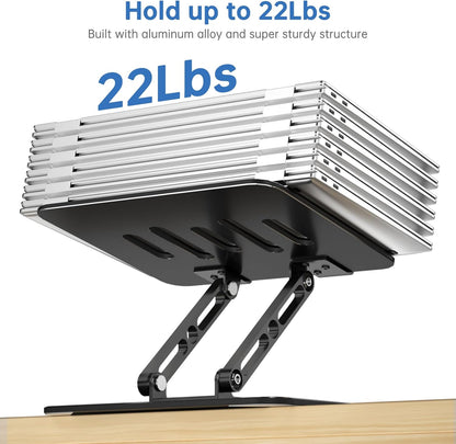 Laptop Stand for Desk Adjustable Computer Stand with 360 Rotating Base Ergonomic Laptop Riser Mount for Desk Foldable Protable Computer Desk Fits with MacBook Pro Air, Round Black