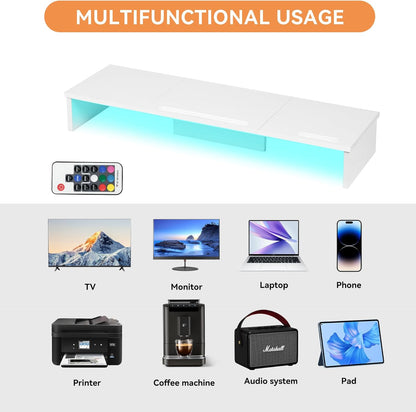 Qupui Computer Monitor Stand Riser with Drawer and Pen Holders, Desk Organizer Shelf and Accessories, Office Desk Accessories, Office Organization, Black