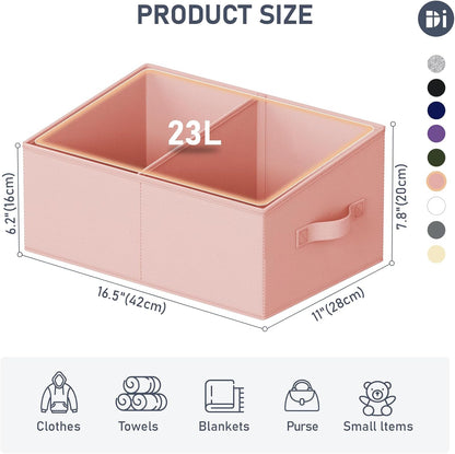 DIMJ Closet Storage Bins, 6 Pack Storage Baskets for Shelves, Foldable Closet Organizer with Handle, Linen Closet Organizers and Storage for Clothes, Toys, Towel, Books (Black)
