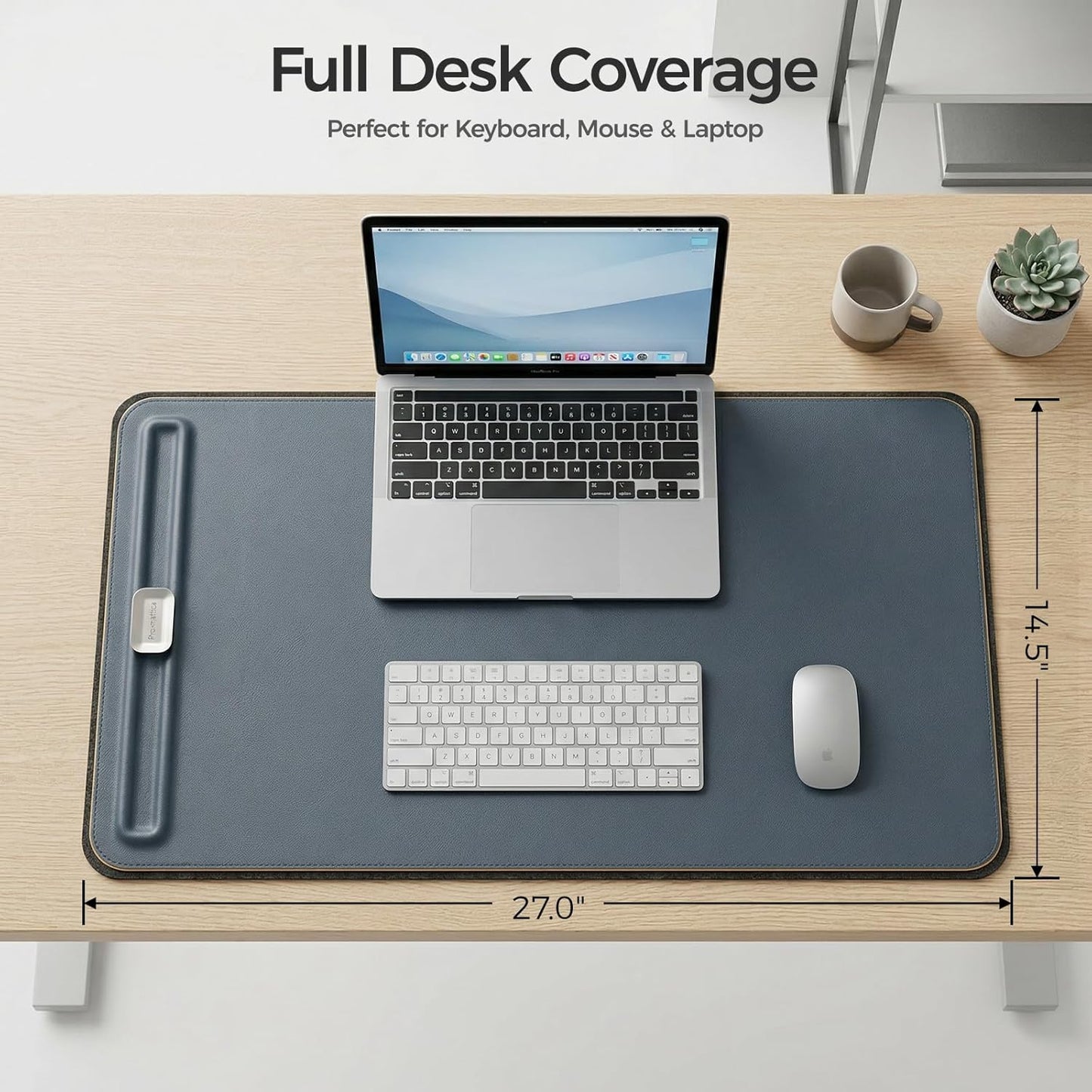 Desk Mat – Double-Sided Vegan Leather & Felt | Built-In Magnetic Cable Organizer & File Storage | Premium Workspace Pad for Office, Gaming & Creative Professionals-（Green）