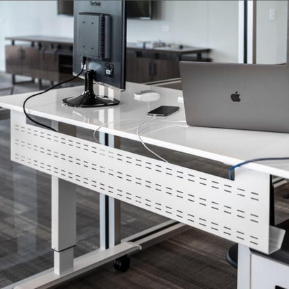 Stand Up Desk Store Under Desk Cable Management Tray Black Horizontal Computer Cord Raceway and Modesty Panel (Black, 39")