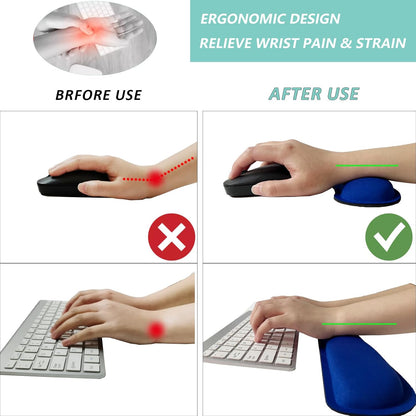 Keyboard Wrist Rest Mouse Wrist Support Set, Memory Foam Wrist Rest Pad for Computer Laptop Keyboard Mouse, Ergonomic Wrist Cushion Support for Typing Pain Relief, Gaming Home Office, Purple