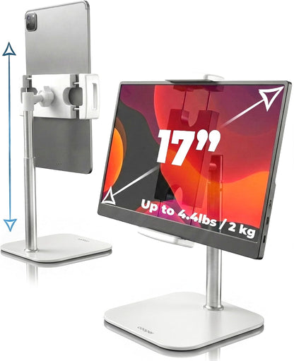 COOPER TabStand, 20" Tall iPad Stand for Desk, Portable Monitor Holder up to 17" Holds 4.4lb, Desktop Tablet Stand, Tablet Mount, Apple iPad Holder for Desk, for Samsung, Kindle, Fire (Night Black)