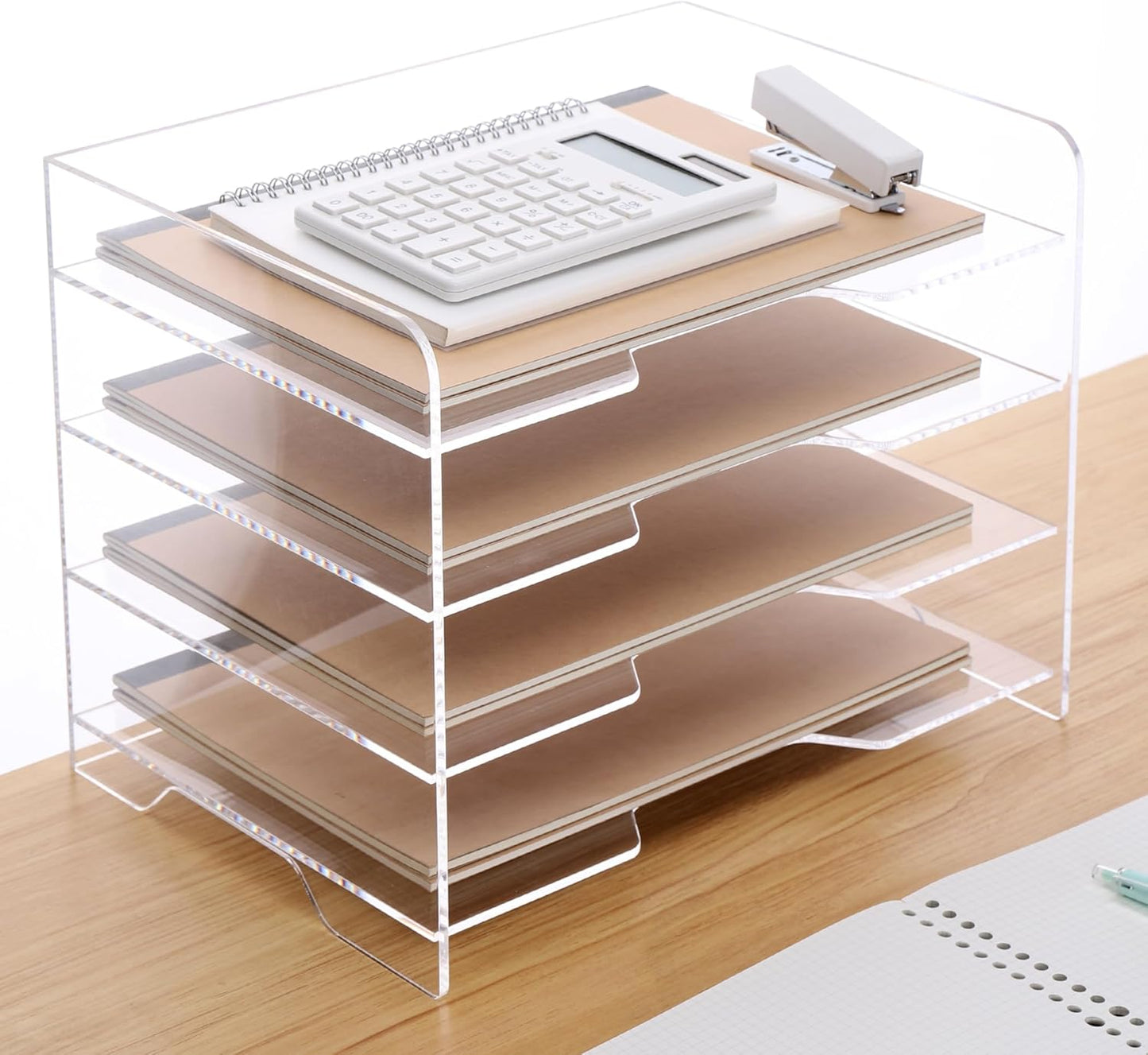 HeZone Paper Organizer Letter Tray, Clear Acrylic Paper Tray, School Teacher Office Supplies Organization, Stackable Desk File Organizer, Classroom Decor and Accessories-2 Pack…