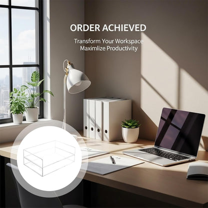 2 Pcs Stackable Paper Letter Tray, A4 Size Acrylic Desk Organizer, Clear File & Document Tray, Open Front Design, 12.4 x 8.7 x 2.7 in for Office Storage
