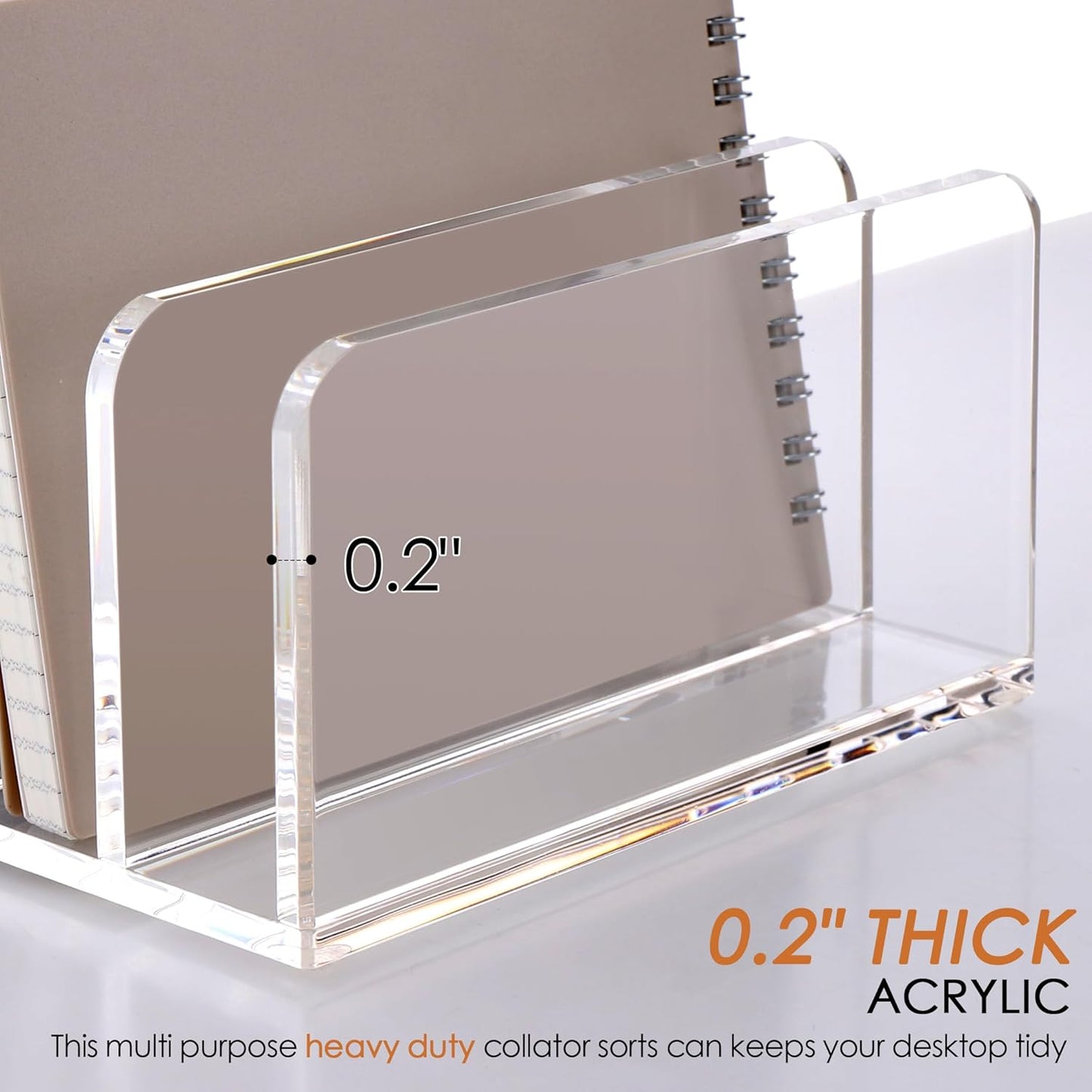 SANRUI 3 Compartments Mail Organizer Letter Holder for Desk ,Vertical Letter Holder,File Sorter Acrylic Desk Organizer Office Supplies,Clear